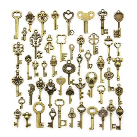 YMWALK Antique Bronze Clés Charme Pendentifs Ensemble Formes Aléatoires Tailles Charms Clé Accessoires Faits À La Main pour la F