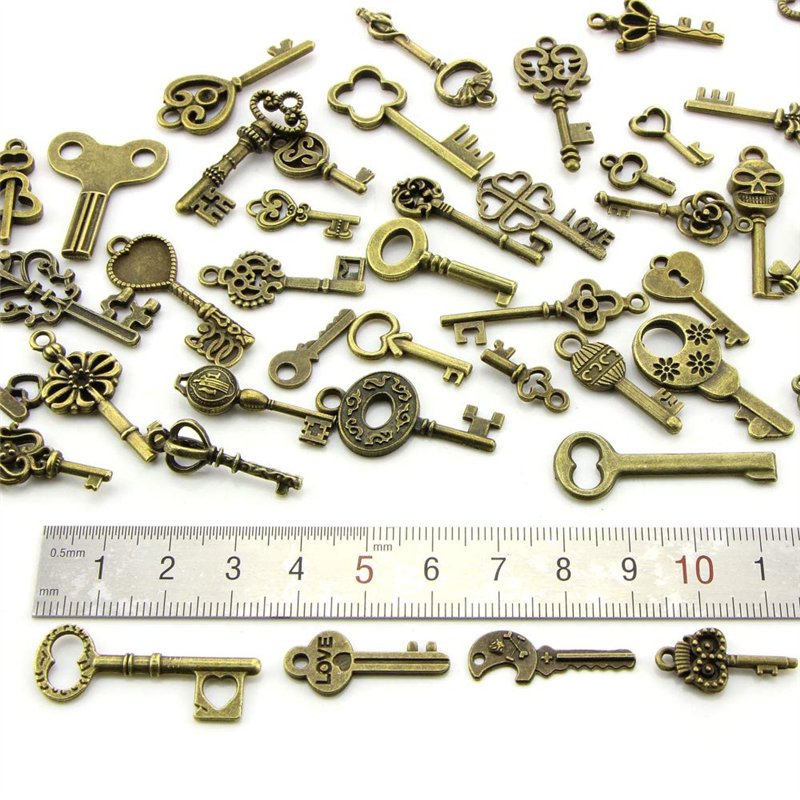 Image secondaire de YMWALK Antique Bronze Clés Charme Pendentifs Ensemble Formes Aléatoires Tailles Charms Clé Accessoires Faits À La Main pour la F