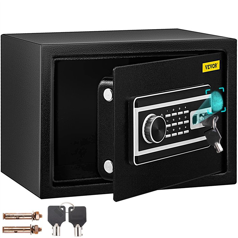 VEVOR Coffre-Fort Biométrique à Empreintes Digitales 22,6 L Numérique Combinaison Clés Coffre de Sécurité en Acier Anti-Effracti
