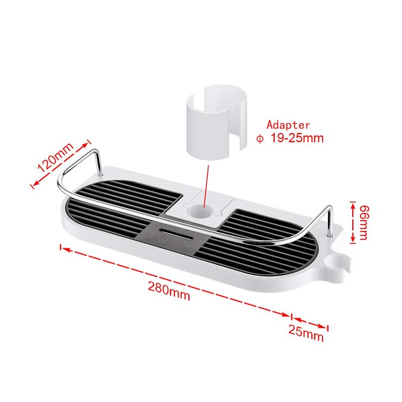 Image secondaire de Ibergrif M34032, Porte Savon Douche, Support sans Percage, Étagère pour Tringle de Douche 19mm-25mm, Noir et Blanc