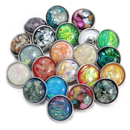 Soleebee 24 pcs Bouton Pression en Cristal Coquille Opale Bijoux Charms de 20mm