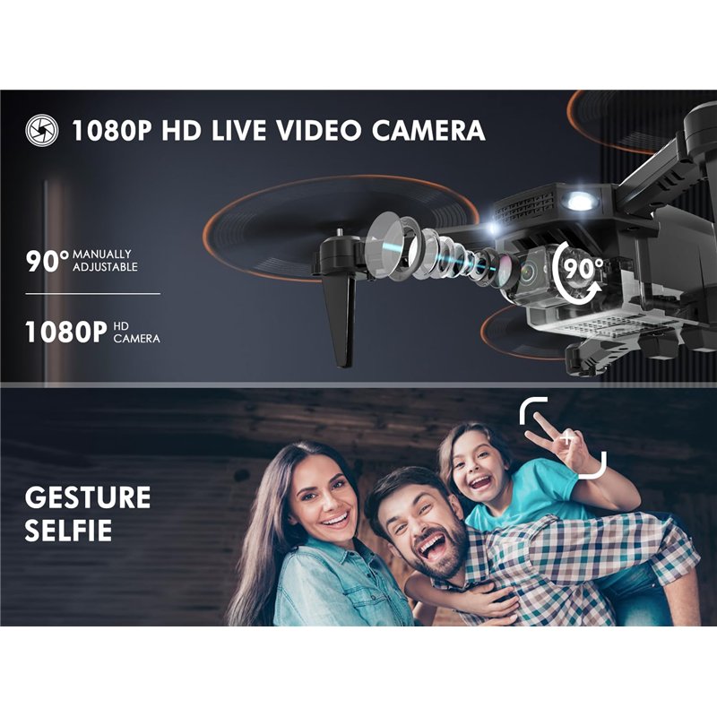 Image secondaire de Drone pour Enfant avec Caméra 1080P HD, Drone Quadricoptère FPV WiFi Télécommandé, Mode sans Tête, Maintien d'Altitude, 360°Flip