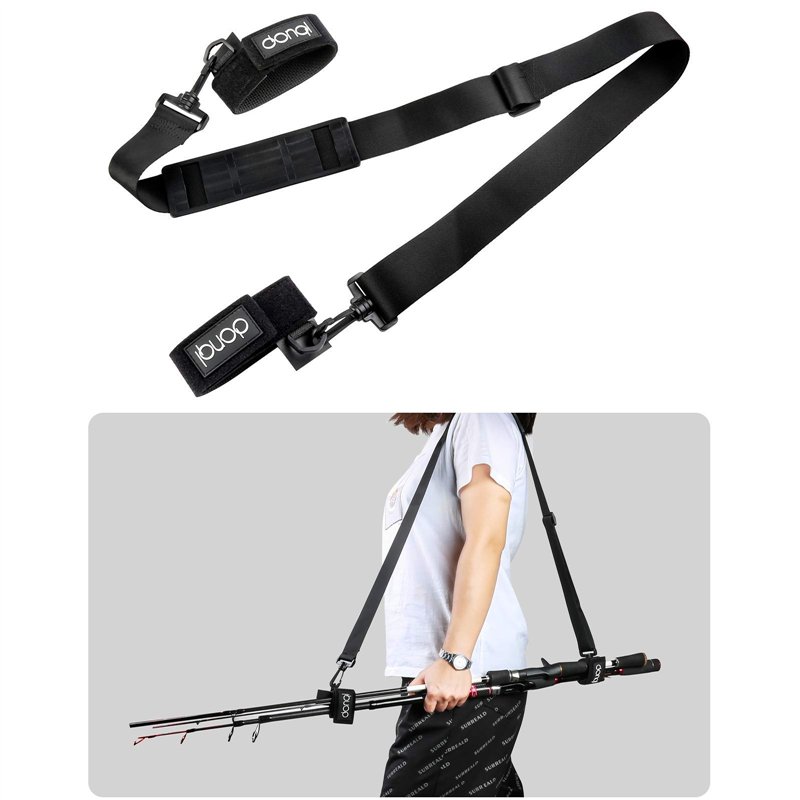 DONQL Sangle de Pêche pour Canne à Pêche - Longueur Réglable(77-137cm) Sangle Velcro Sangle Scratch Sangle de Transport Fourreau