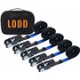 LODD - 5 Sangles d'Arrimage à Cliquet en Acier 6m x 25mm - Polyester Résistant (800 kg) avec Sac de Transport - Norme en 12195-2
