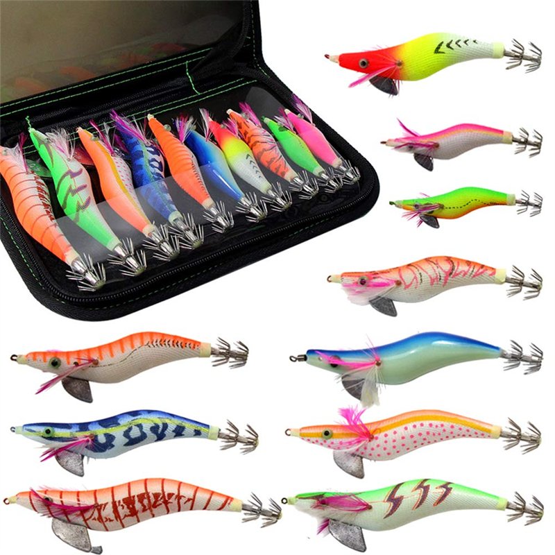Croch 10 Pièces Lumineuse Turlutte Leurre pour la Pêche des Pieuvre,Seiches et Calamar