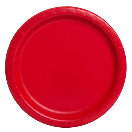 Unique Party- Assiettes en Carton Écologiques-18 cm-Couleur Rouge-Paquet de 20