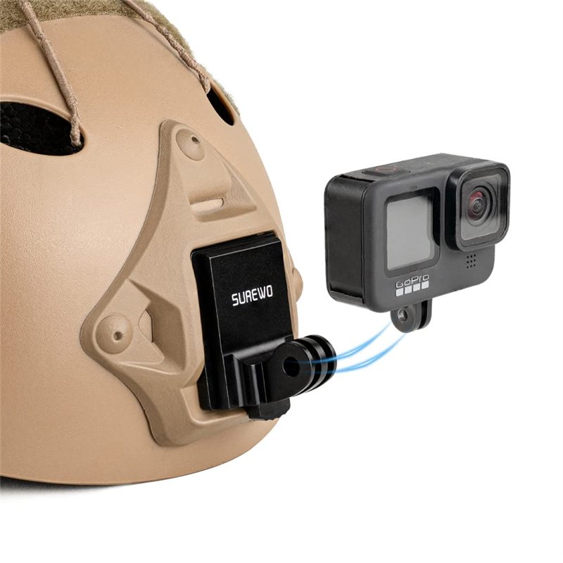 SUREWO NVG Mount, Support de Casque en Aluminium de Vision Nocturne Tactique Compatible avec GoPro Hero 13/12/11/10/9/8/7/(2018)