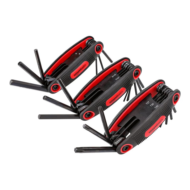 Amazon Basics Lot de 3 montures de clés Allen Mesures métriques/SAE/TORX
