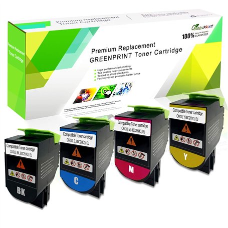 GREENPRINT Cartouches de Toner Compatibles 4 Couleurs CX410 CX510 Haute Capacité 4000 Pages BK
