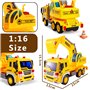 HERSITY Camion Chantier Enfant avec Son et Lumière Tracteur Jouet de Plage, Camion de Construction Cadeau pour Enfant Garçon Fil