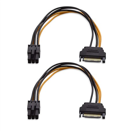 Cable Matters Lot de 2 câble d'alimentation 6 Broches SATA (SATA vers PCIe 6 Broches/Cable Alimentation sata 6 Broches) - 20 cm