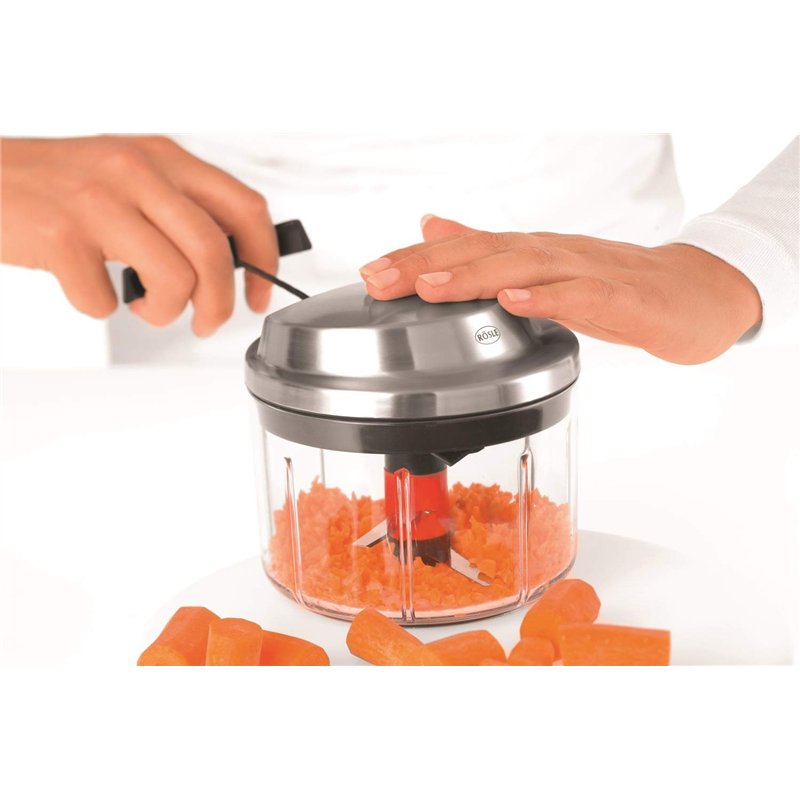 Image secondaire de RÖSLE Hachoir multifonctionnel coupe-légume haut de gamme pour fruits et légumes, extra tranchant - Acier Inoxydable - Récipient