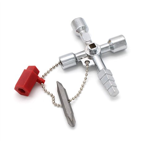 S-H CHSEROK 4 Voies Clé Croisée Multifonction Universelle d'armoire pour Compteurs d'eau