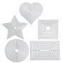 5 pièces Gabarit de poinçonnage matrice de decoupe kit géométrique matrices de découpe carré rectangulaire cercle étoile cadre c