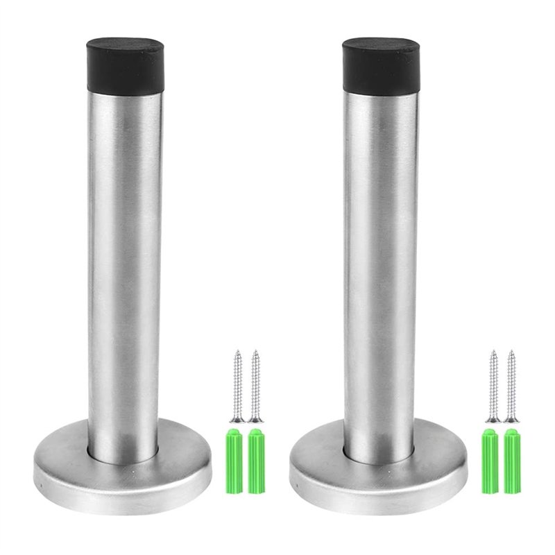 JaneYi (2 Pièces) Butées de Porte Arrêt de Porte en Inox Ø49x120mm Lourd Devoir Mur Butoir de Porte avec Amortisseur de Bruit Ca