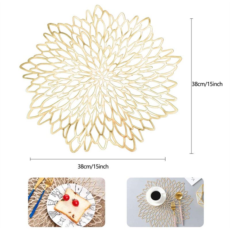 Image secondaire de SNAGAROG 4 PCS Napperon de Table Decoratif en PVC 38x38cm Set de Table Antidérapant Bateausous Plat de Table Decoratif Dessous A