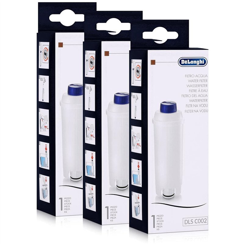 DeLonghi Lot de 3 filtres à eau pour machines à café, convient pour ECAM, ESAM, ETAM, BCO, EC, ...