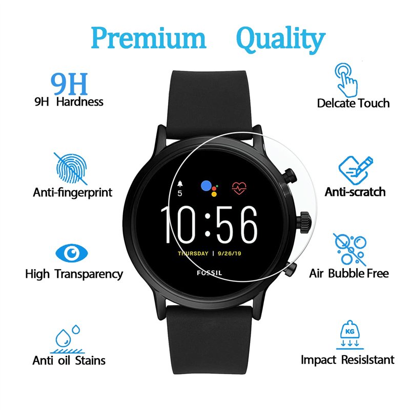 Image secondaire de KELOLIN (4 Pièces) HDVerre Trempé pour Fossil Gen 5 (2020) / Fossil Gen 6 (2021), 9H Dureté, Anti-Rayures, HD Protection Ecran V