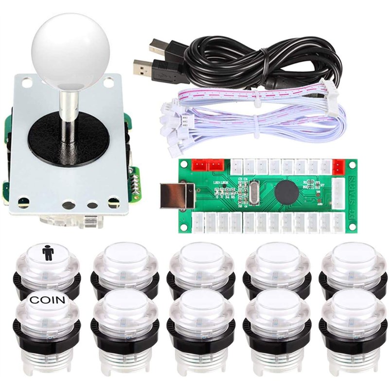 EG STARTS 1 joueur USB LED Encoder pour PC Jeux 8 Way Stick Contrôleurs + 10x LED Boutons Poussoirs Illuminés Pour Arcade Joysti