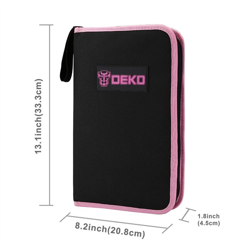 Image secondaire de DEKO Kit d'outils ménagers rose 71 pièces, ensemble d'outils portables pour femme avec pochette de transport facile, parfait pour les bricoleuses