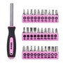 DEKO Kit d'outils ménagers rose 71 pièces, ensemble d'outils portables pour femme avec pochette de transport facile, parfait pou
