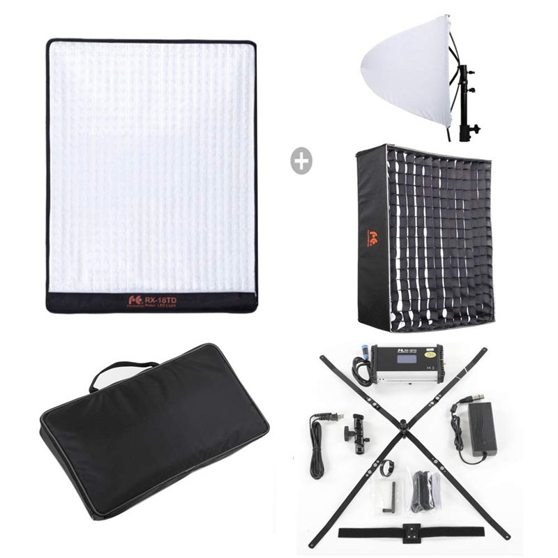 Falcon Eyes RX-18TD Panneau vidéo LED Flexible 100W réglable 3000K-5600K éclairage Photo LED + diffuseur de boîte à lumière en n