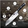 SHAN ZU Couteau de Cuisine, Couteaux Japonais Santoku 18 cm Professionnel Carbone en Acier Inoxydable Allemand Chef Couteaux Uti