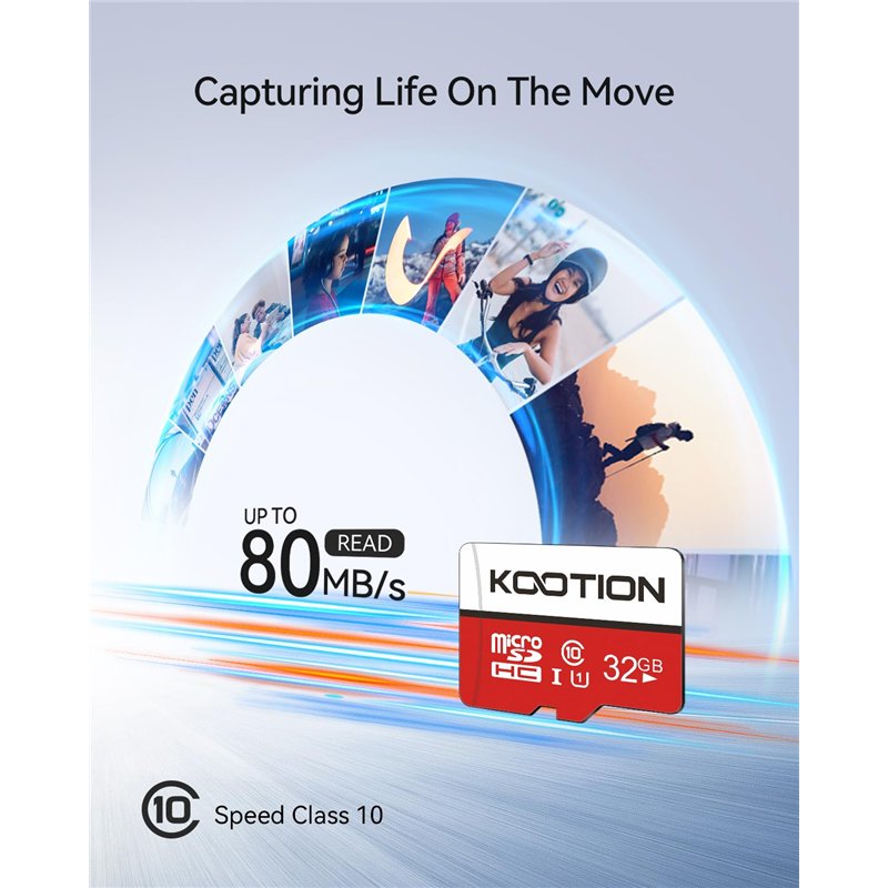 Image secondaire de KOOTION Carte SD 32 Go Lot de 5 Carte Memoire UHS-I Vitesse jusqu'à 85 m/s,TF Micro SDHC, Micro SD Classe 10, U1 avec Adaptateur
