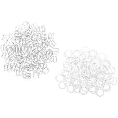EPRHAY Lot de 100 Attaches en Plastique Transparent pour Soutien-Gorge Lingerie Lingerie Forme 8 et Anneau en O Boucle de Bikini