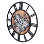 Lafocuse Horloge Murale Engrenages Mobiles Geante 57 cm Noire Industrielle Bois Vintage Pendule Murale Steampunk Chiffres Romain