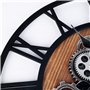 Lafocuse Horloge Murale Engrenages Mobiles Geante 57 cm Noire Industrielle Bois Vintage Pendule Murale Steampunk Chiffres Romain