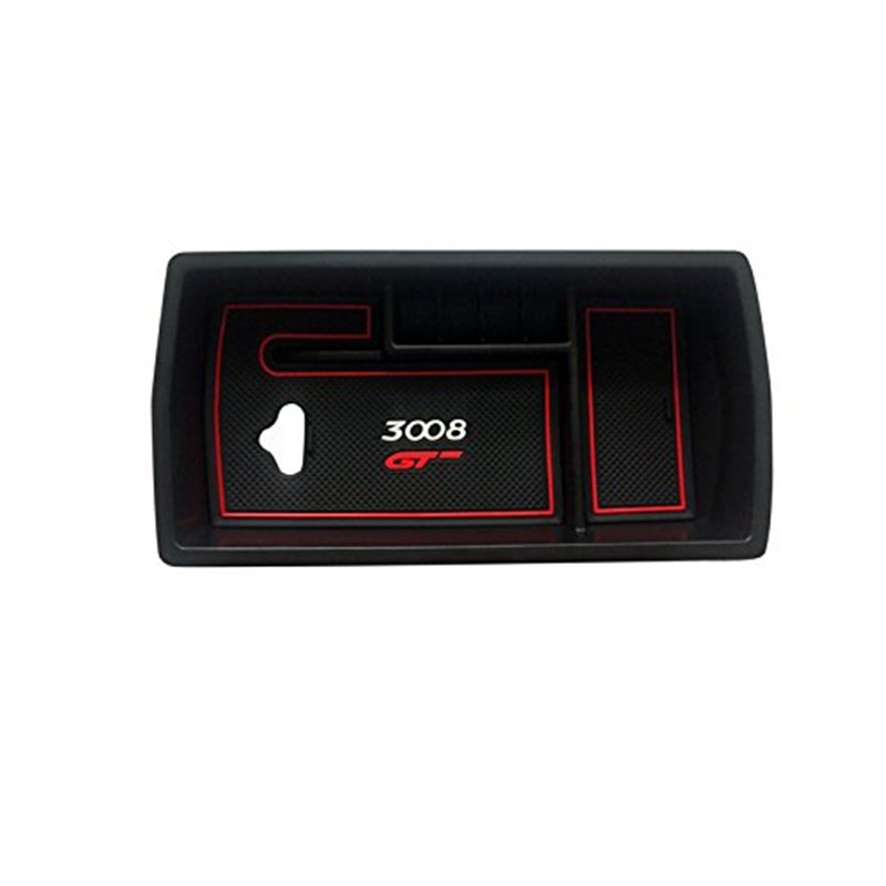 Image secondaire de HIGH FLYING pour 3008 GT 2017-2022 Central Voiture Accoudoir Boîte de Rangement Support Plastique Accessoires Auto (Noir)