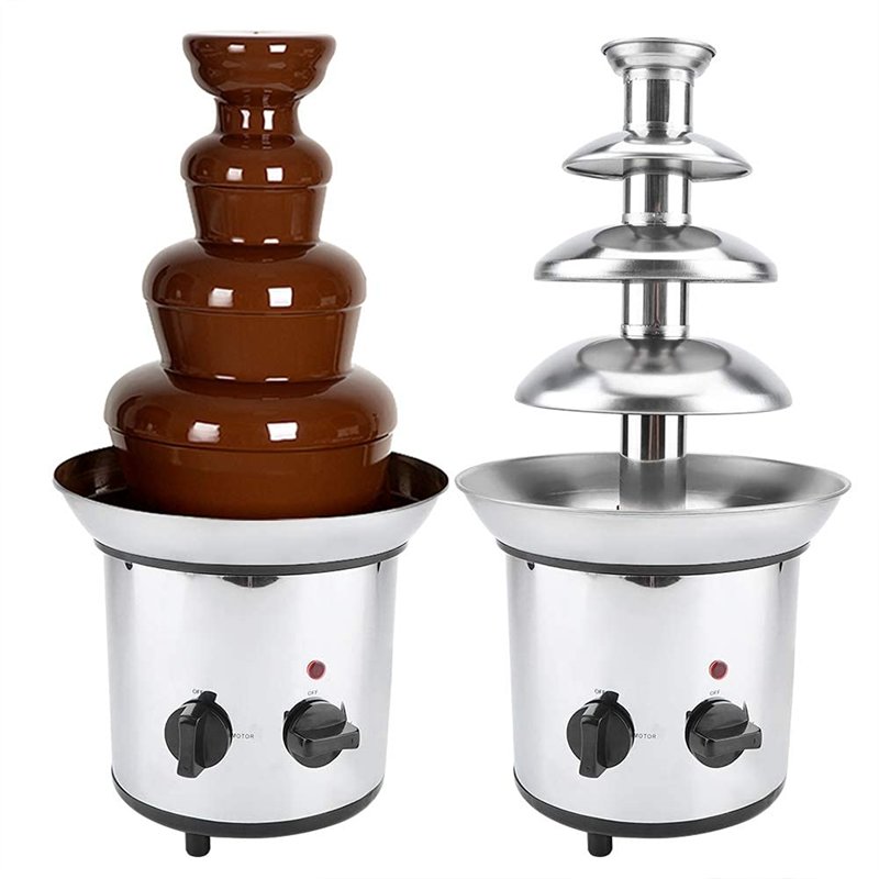 Fontaine à Chocolat en Acier Inoxydable, Fontaine à Chocolat Chaud et Liquide à 4 Étages pour Brunch, Fêtes, Noël, l'anniversaire