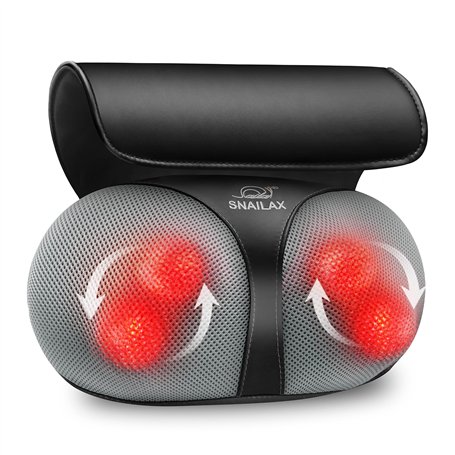 SNAILAX Shiatsu Oreiller de Massage - Masseur Cou et Dos avec fonction Chauffante