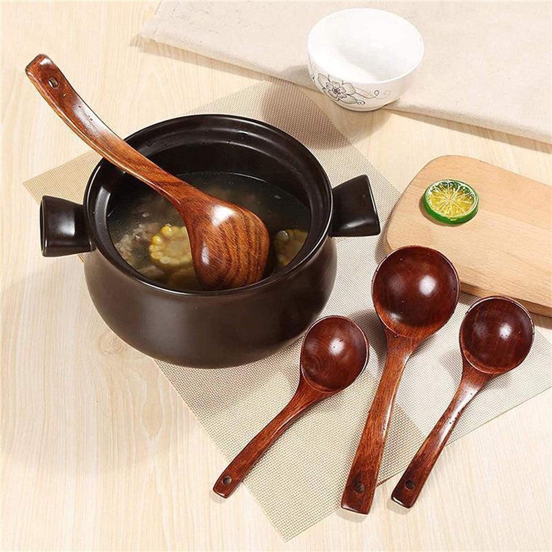 Image secondaire de Lot de 3 Louches à Soupe en Bois Naturel - Cuillère Japonaise à Long Manche - Ustensile de Cuisine