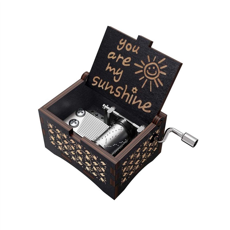Boite a Musique Manivelle,Boîte à Musique à Manivelle en Bois Boîte à Musique De Thème De You are My Sunshine Classique Cadeau p