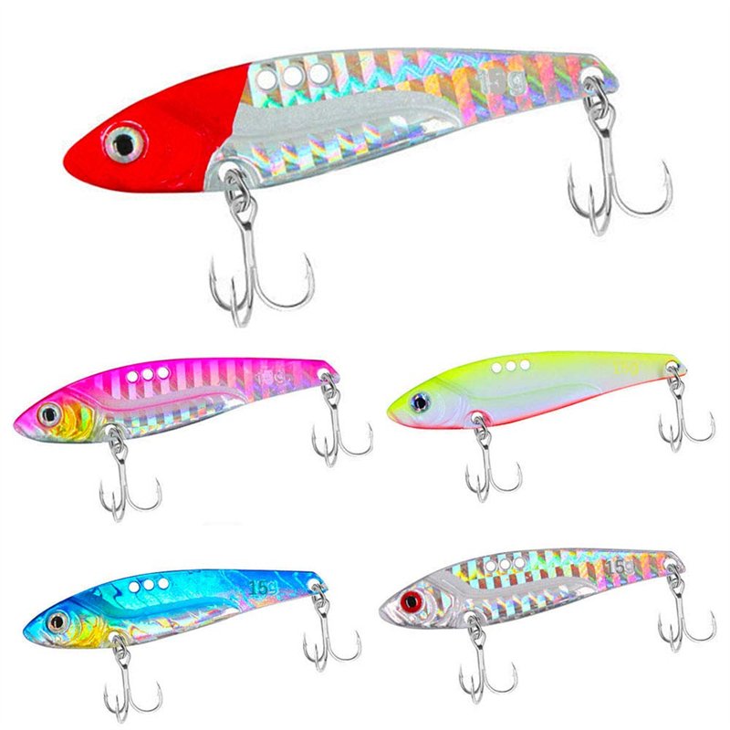 senvenelec 5 pièces VIB Leurres de pêche durs, Kit de leurres à manivelle, Leurres VIB en métal avec, Lame Spinner, Kit de leurr
