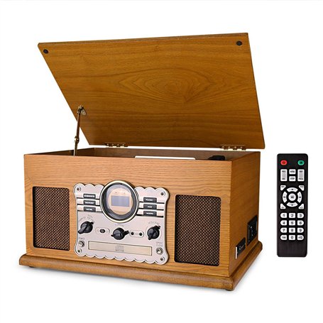 Tourne-Disque 9-en-1 Dab Platine Vinyle avec Bluetooth