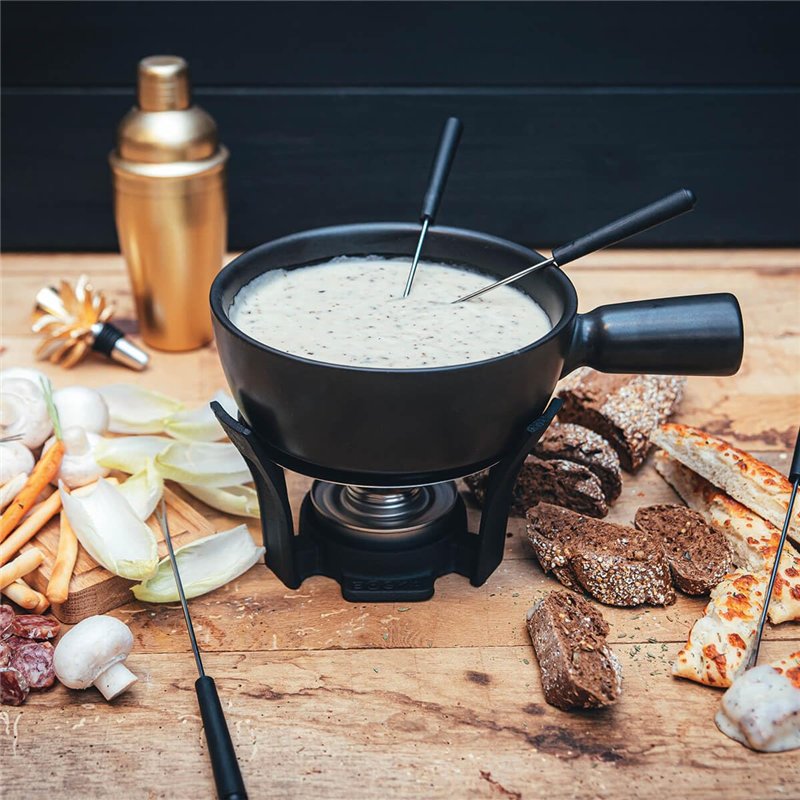 Image secondaire de Boska Set à Fondue Nero/Caquelon de fondue avec 6 fourchettes/Support en fonte/Caquelon lavable au lave-vaisselle/Noir / 1 L