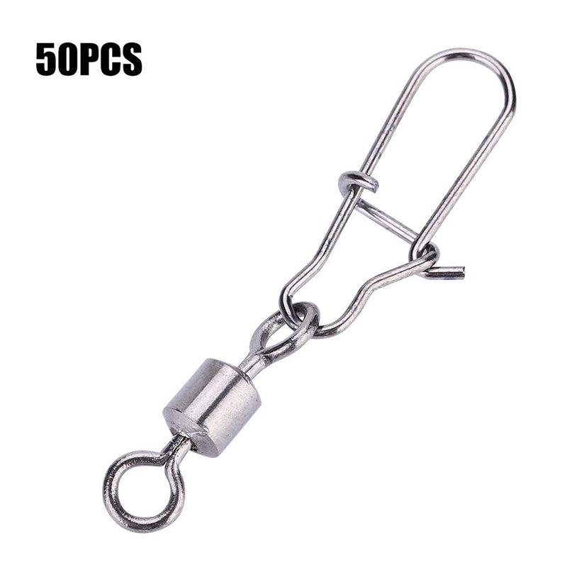 Alomejor Pivot De Pêche 50 PCS 2# 4# 5# 6# 8# en Acier Inoxydable Emerillons Connecteur/Agrafes de Pêche Roulants avec Quick Loc