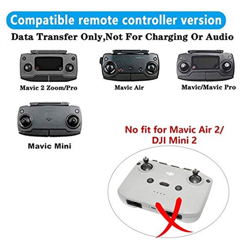 Image secondaire de LYONGTECH Câble de télécommande Micro AB vers USB C 9,1 cm pour DJI Mini SE, Mavic Mini, Mavic 2 Pro Zoom/Mavic Air/Mavic Pro Pl