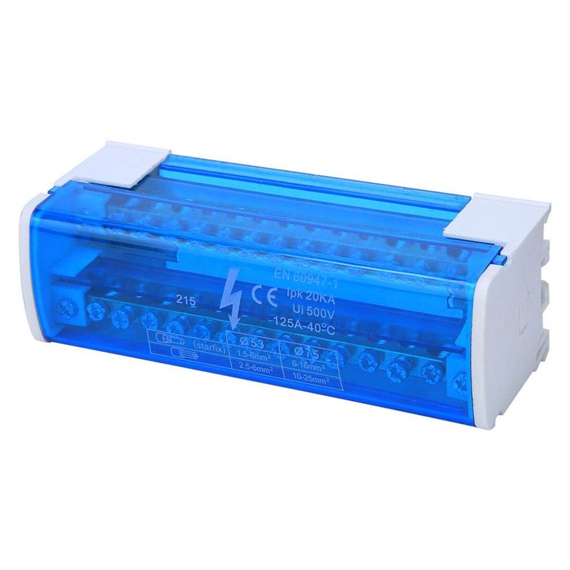 2x15 Bornier de Distribution d'Alimentation Boîte de Jonction Blocs de Jonction Monophasés à 2 Niveaux avec Rail Transparent