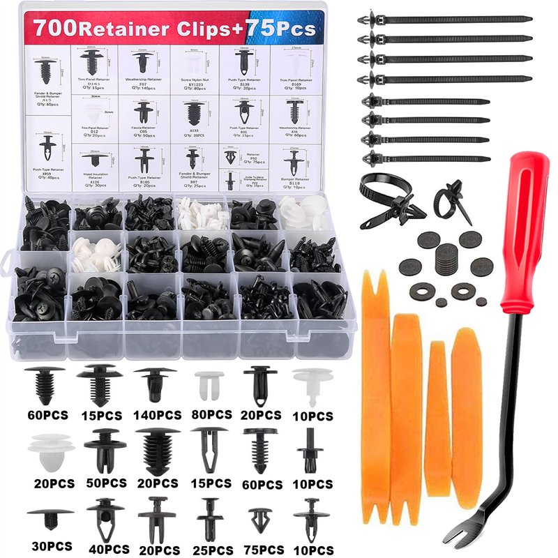Uolor 775 Pcs Rivet Plastique Fixation, Clips Voiture Universel pour Auto Panneaux Garnitures de Portes avec Boîte De Rangement 
