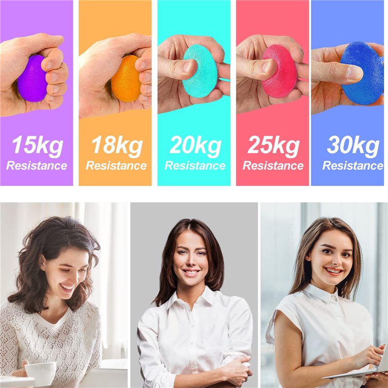 Image secondaire de Newaner Lot de 5 Balles Anti-Stress, Boule Antistress de Dureté Différente, Balle Reeducation Main, Balle Anti Stress Adulte Enf