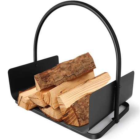 Amagabeli Panier à bûches 45 x 30 x 43cm Porte-bûches de cheminée panier bois de chauffage panier porte buche cheminee Support À