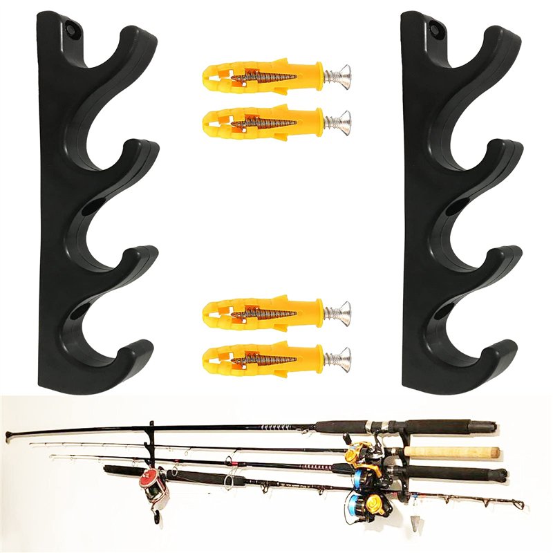 AUXPhome Support horizontal pour canne à pêche, plastique, ouverture de 3,8 cm, peut contenir 4 cannes, assemblage facile, gain 