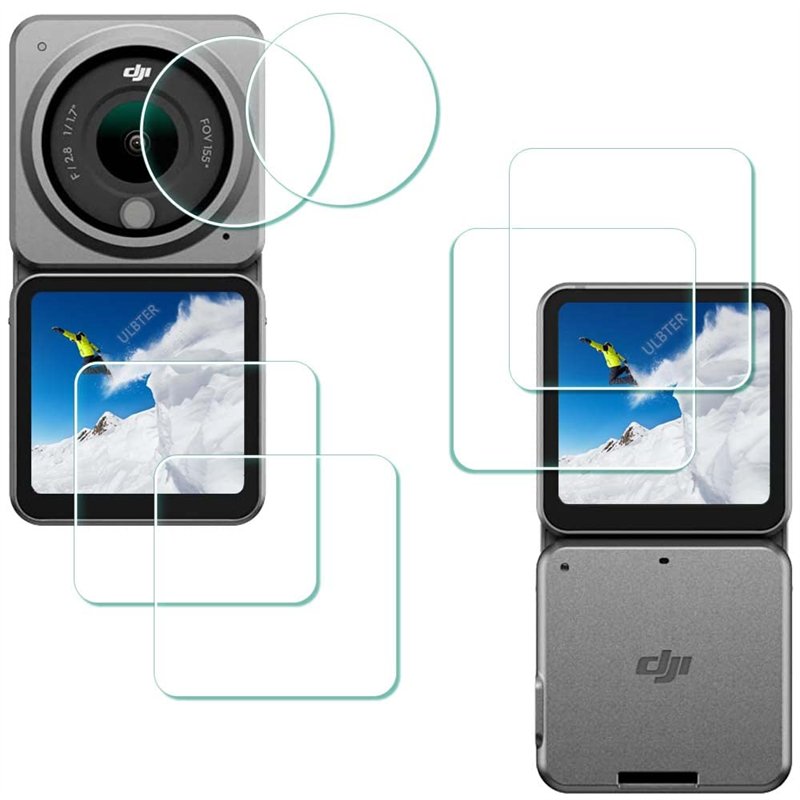 ULBTER Vitre Protection pour DJI Action 2 Dual-Screen Combo + Verre Trempé Ecran d'objectif Screen Protector 0,3mm Dureté 9H Ant