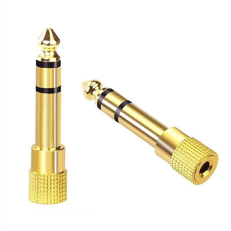 VCE Adaptateur Jack 6.35mm Mâle vers 3.5mm Femelle Stéréo Audio Plaqué Or Lot de 2