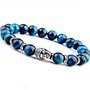 FG Jewels Bracelet Protection Symbole Bouddha Tibétain Hommes/Femmes Bracelet Pierre Naturelle Oeil DE Tigre Bleu Turquoise Brac