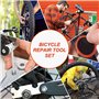 Kit Reparation Velo, Trousse Outils de Vélo, Outil Multifonction 16 en 1, Kit Crevaison Velo avec 3 Levier Pneu Velo, Rustine Ve